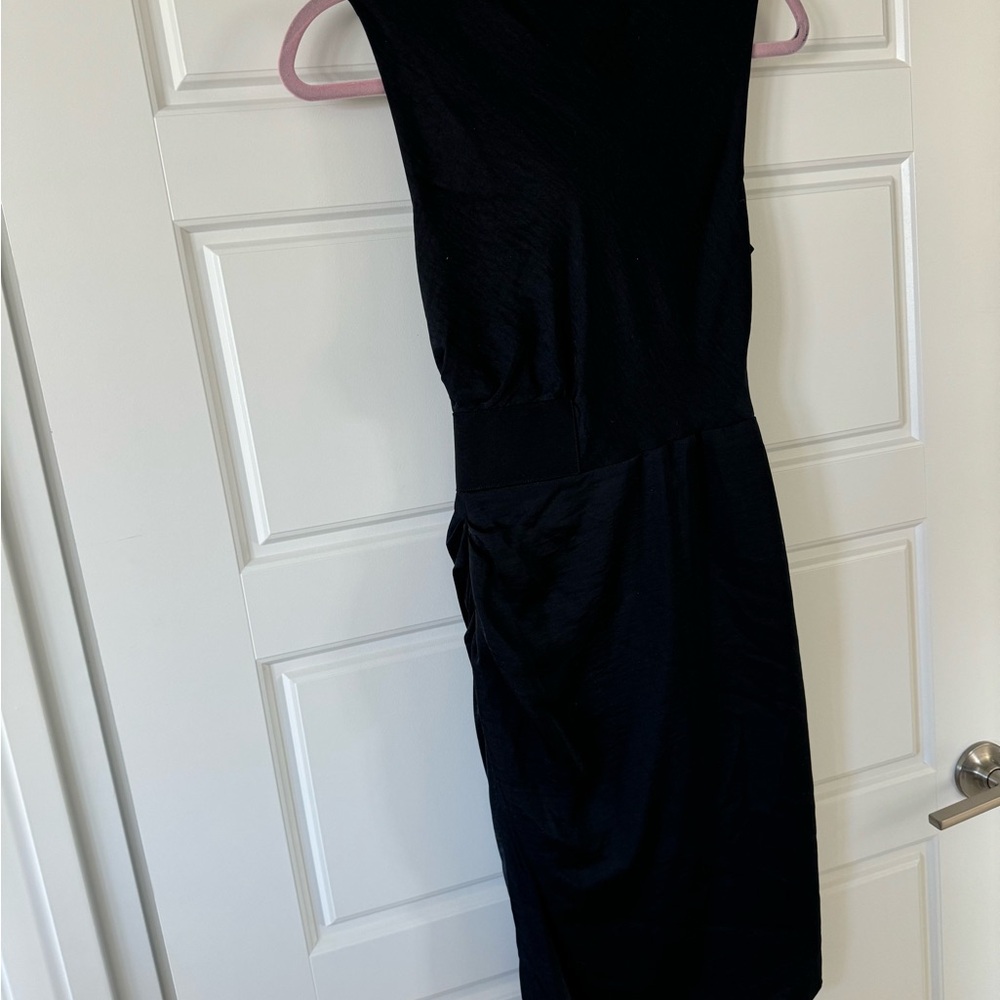 All Saints Ruched Cancity Draped Wrap Sleeveless Dress Navy Blue US 4 - Picture 7 of 8